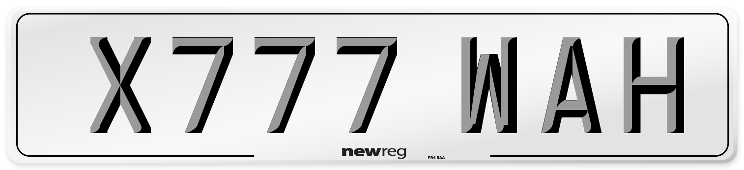 X777 WAH Number Plate from New Reg